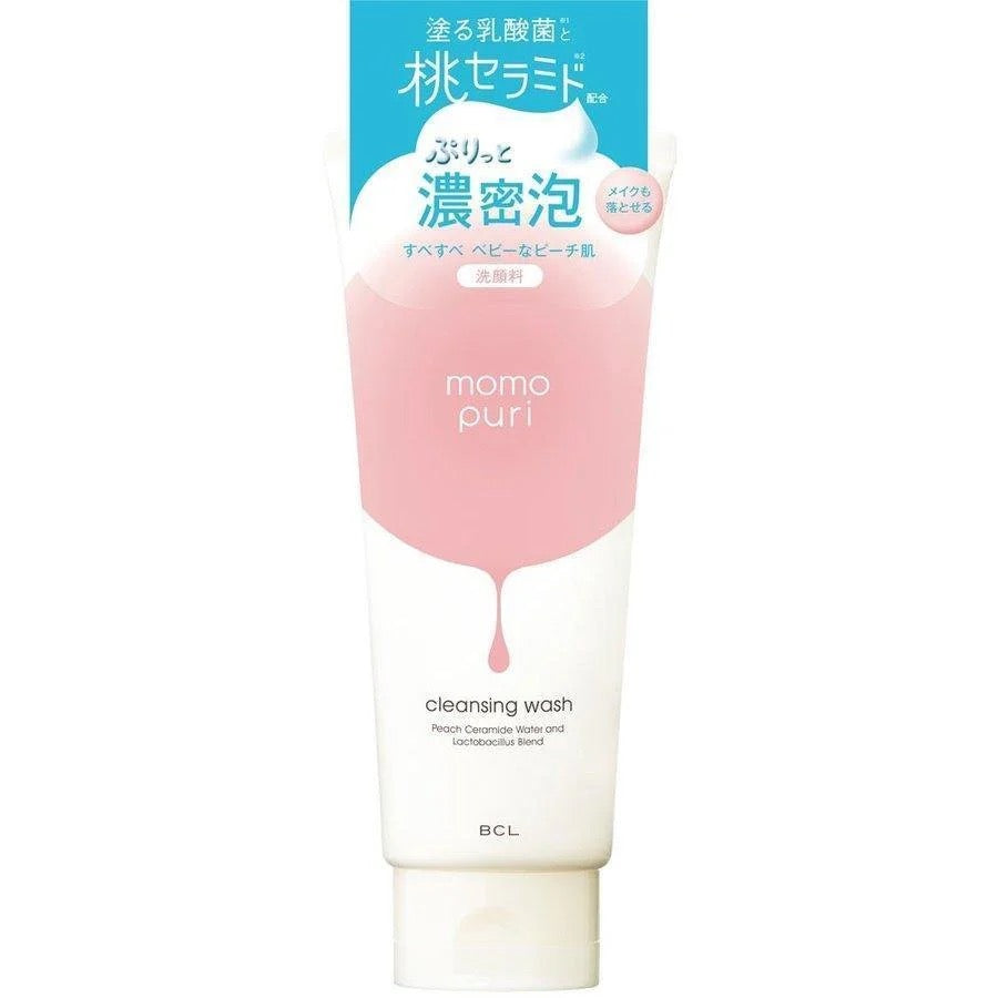 Momo Puri Moist Cleansing Wash – Peach-Ceramide Foam for Hydrated, Clear Skin