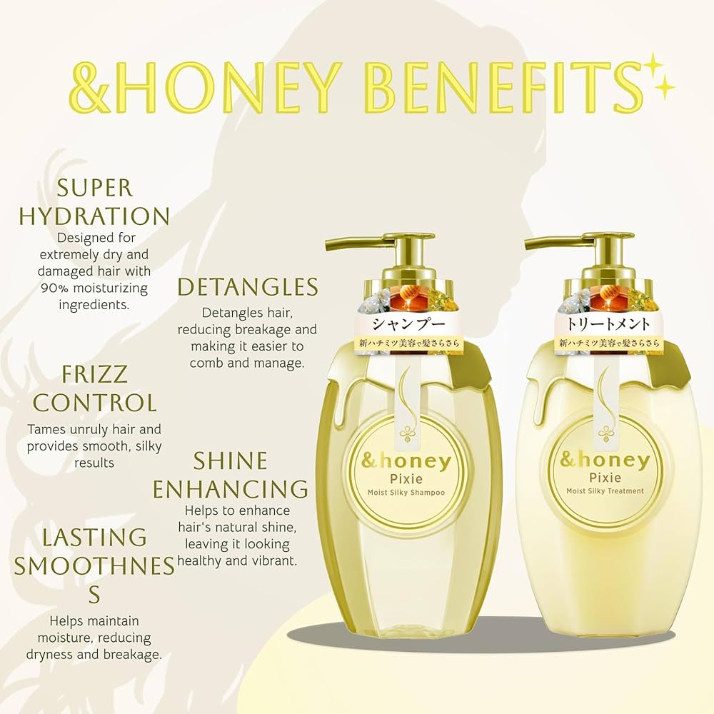 &honey Pixie Moist Silky Shampoo/Conditioner – Smooth, Hydrating Care for Silky Hair