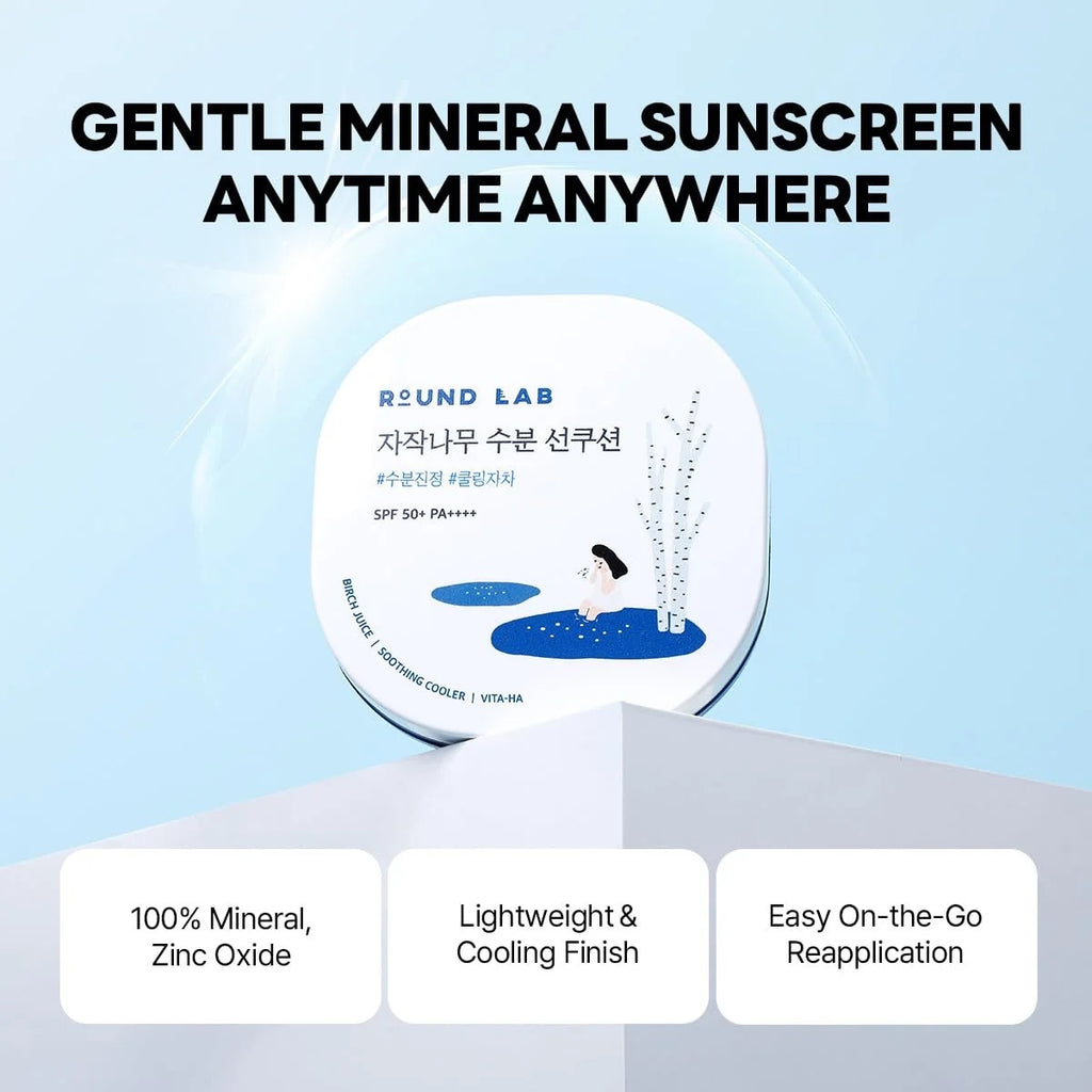 Round Lab Birch Juice Moisturizing UV Lock Sun Cushion – Instant Hydration & UV Protection On-the-Go
