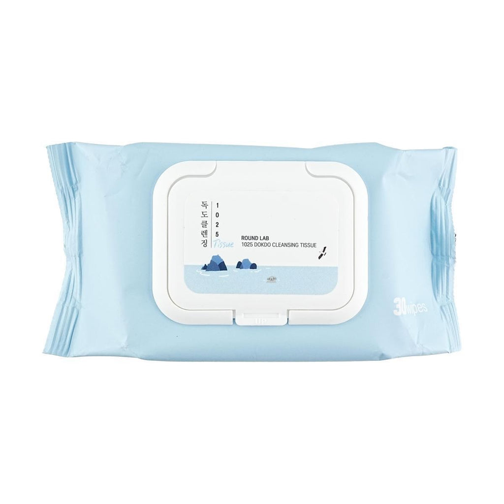 ROUND LAB 1025 Dokdo Cleansing Tissue – Refreshing Mineral-Rich Wipes for Makeup & Sunscreen Removal