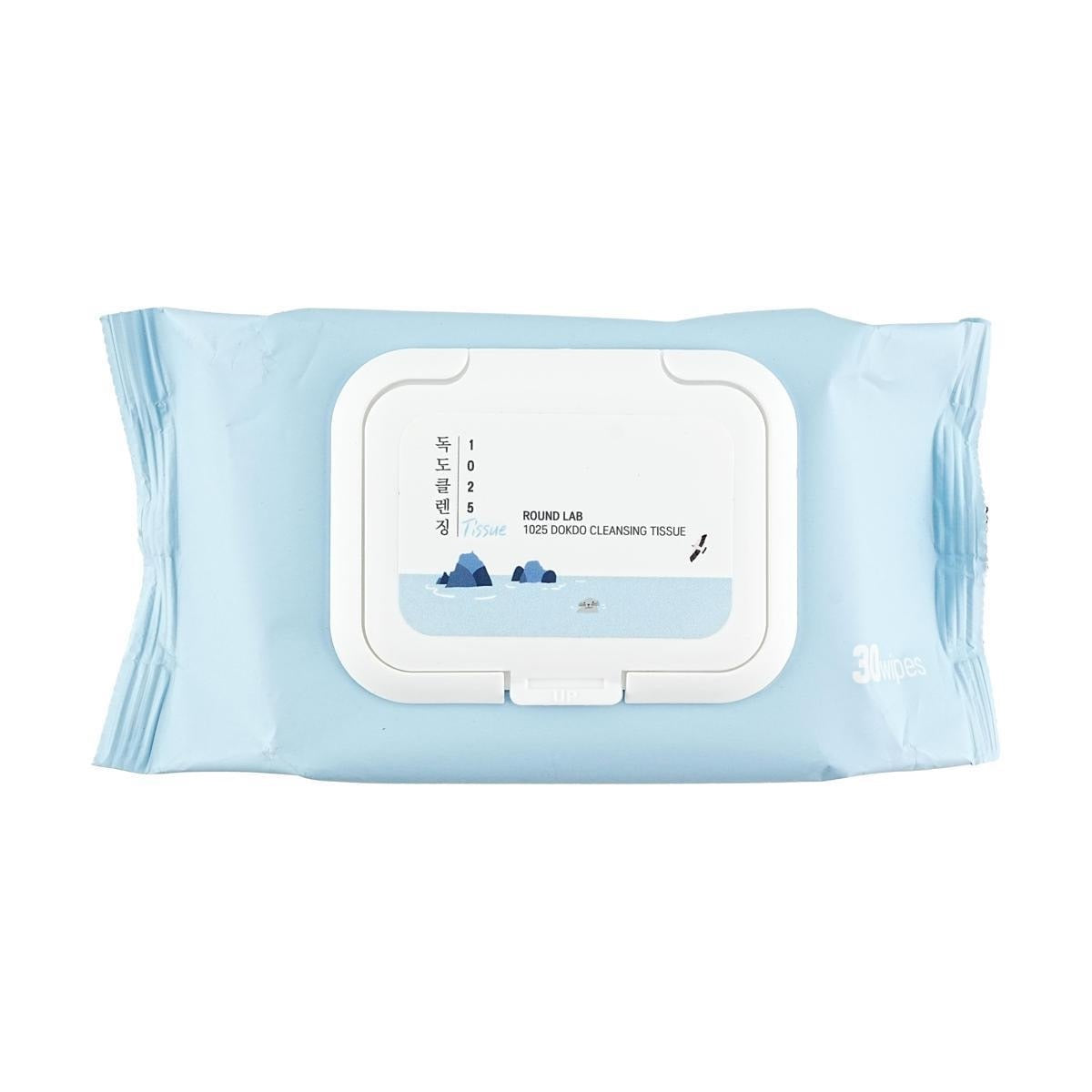 ROUND LAB 1025 Dokdo Cleansing Tissue – Refreshing Mineral-Rich Wipes for Makeup & Sunscreen Removal