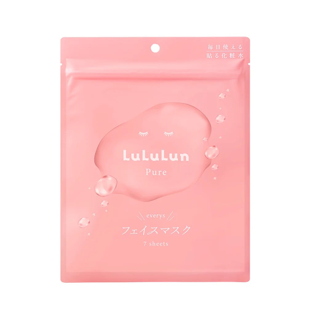 LuLuLun Pure Pink EVERYS Daily Facial Mask (Dry Skin) 7 Sheets – Daily Hydration & Comfort for Dry or Sensitive Skin