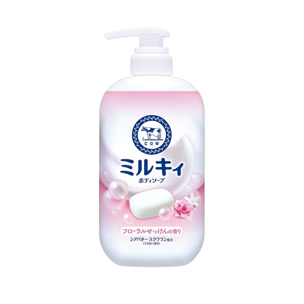 COW Brand Milky Body Soap Relax Floral 500 mL – Creamy Foam + Moisture for Soft, Radiant Skin