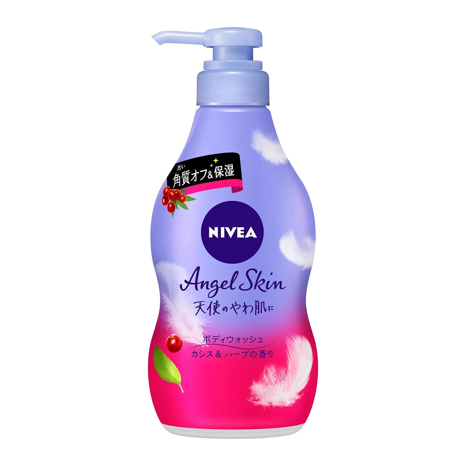 NIVEA Angel Skin Body Wash – Blackcurrant & Herbal Scent (480 mL) – Whipped Foam & Smooth Comfort