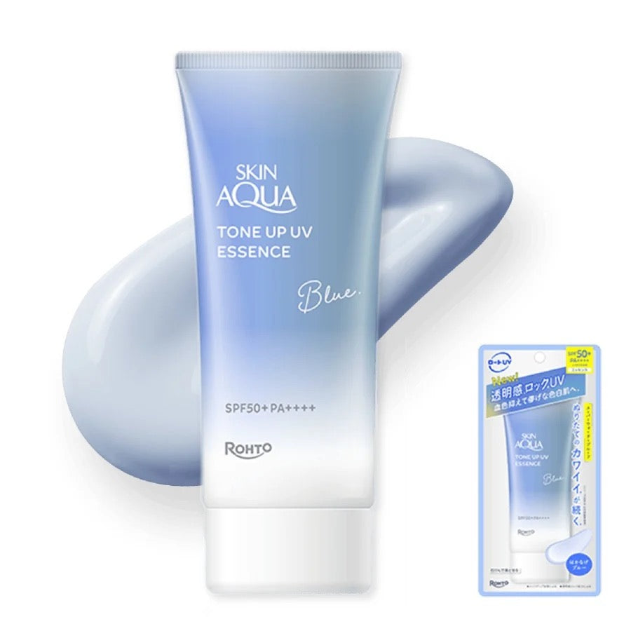☀️ Rohto Skin Aqua Tone-Up UV Essence SPF50+ PA++++ – UV Protection + Color-Correcting Tone-Up